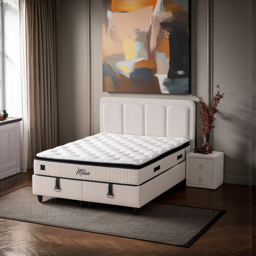 BSS MILAN Boxspringbett Set | Matratze H3 | Box und Kopfteil