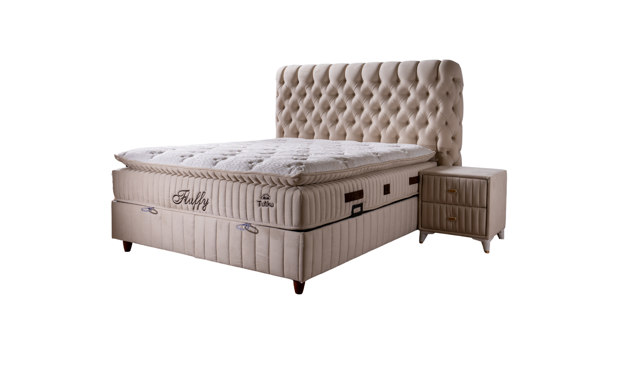 BSS FLUFFY Boxspringbett Set | Matratze H3 | Box und Kopfteil