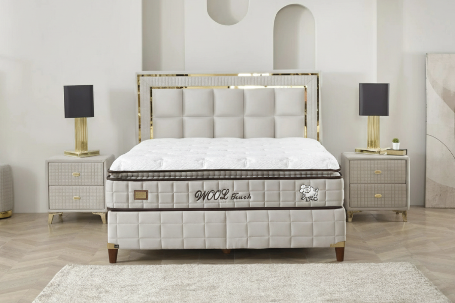 BSS BEDDING WOOL TOUCH Boxspringbett Set | Matratze H2/H3 | Box und Kopfteil