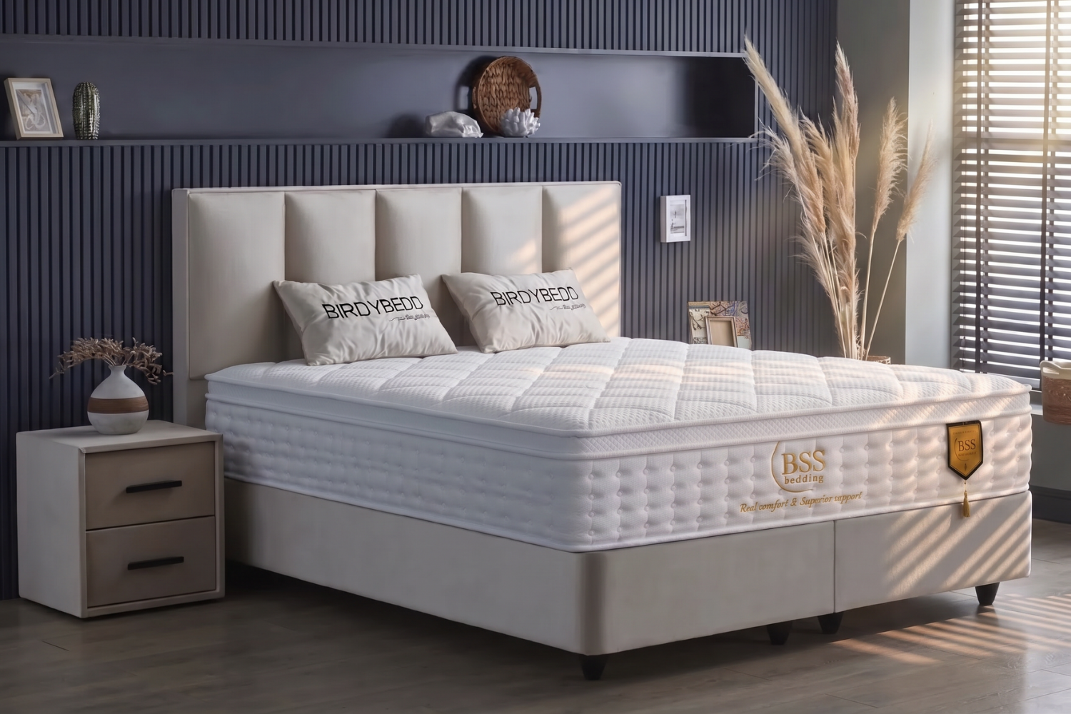 BSS BIRDYBEDD Boxspringbett Set | Matratze H3 | Box und Kopfteil