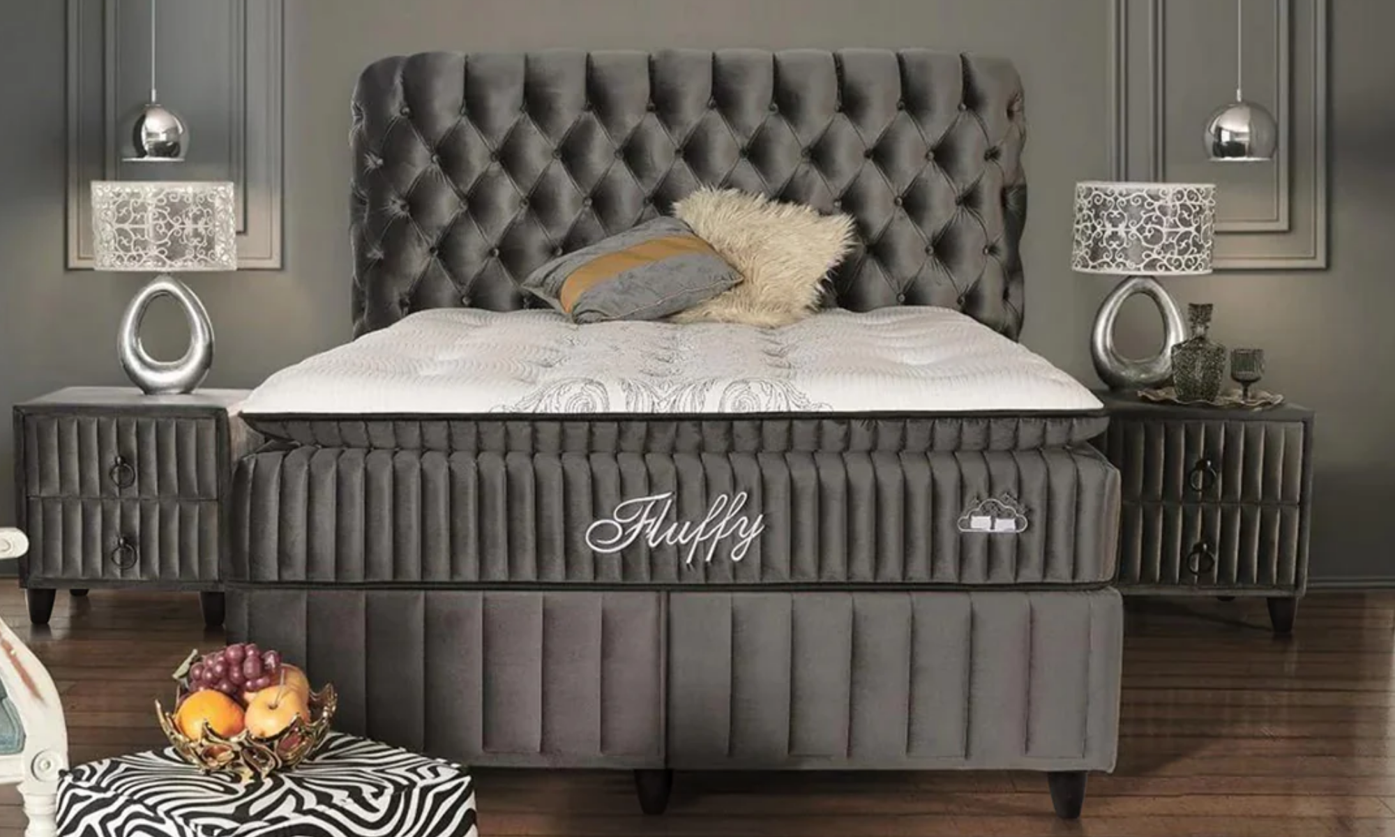 BSS FLUFFY Boxspringbett Set | Matratze H3 | Box und Kopfteil