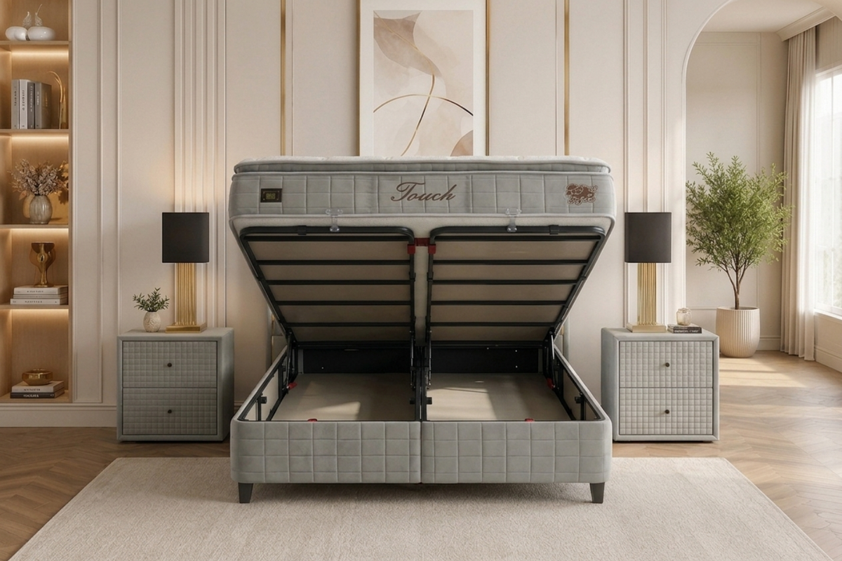 BSS WOOL TOUCH Boxspringbett Set | Matratze H2/H3 | Box und Kopfteil