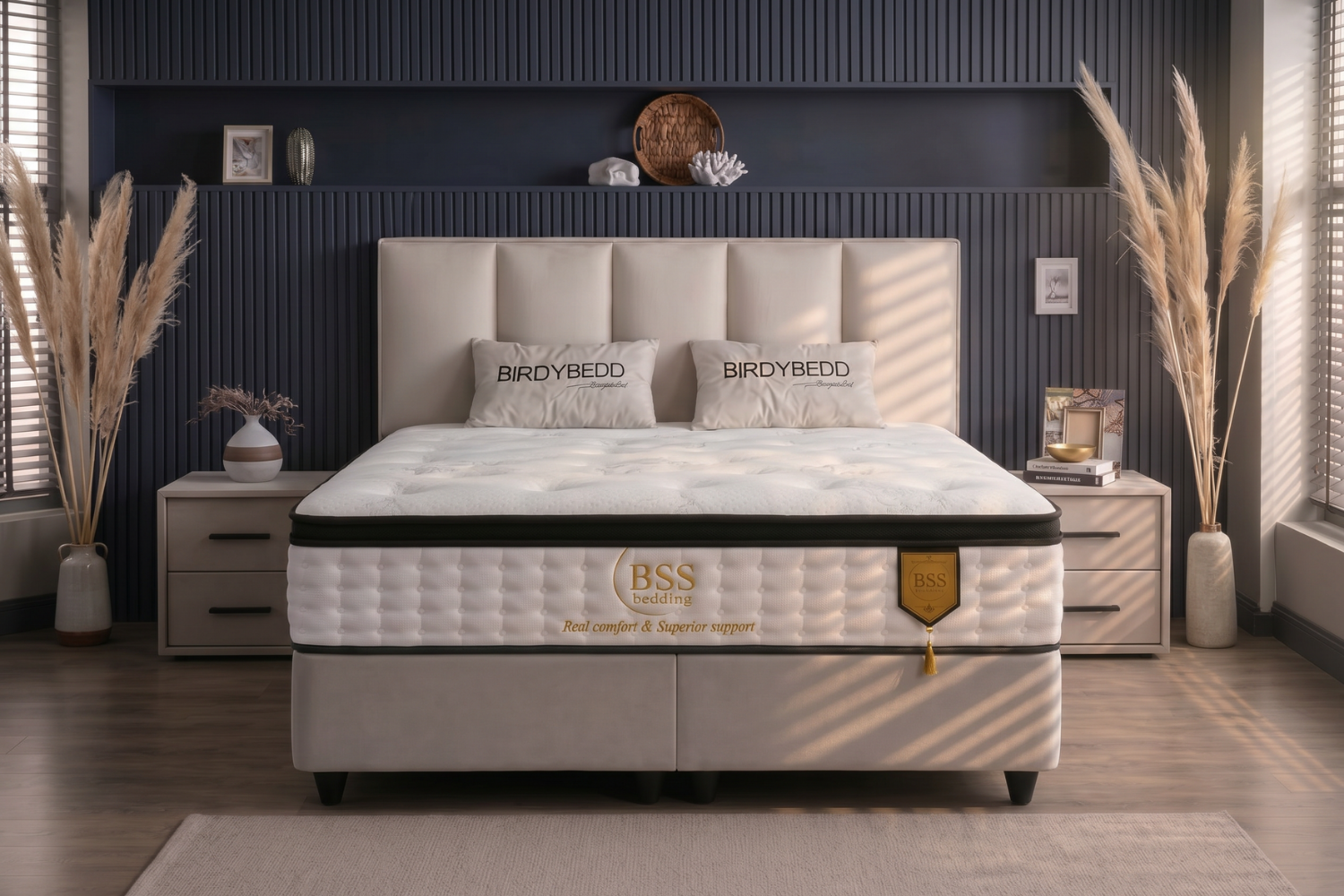 BSS BIRDYBEDD Boxspringbett Set | Matratze & Topper H3 | Box und Kopfteil
