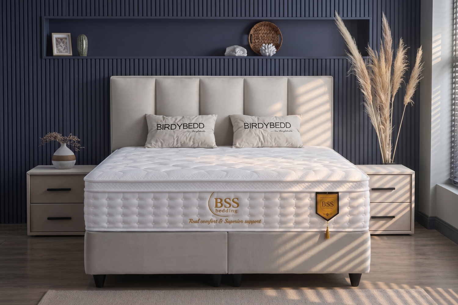 BSS BIRDYBEDD Boxspringbett Set | Matratze H3 | Box und Kopfteil