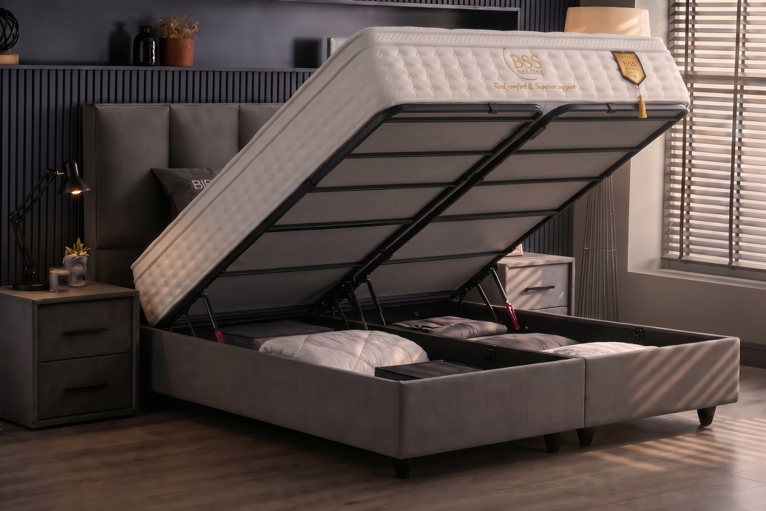 BSS BIRDYBEDD Boxspringbett Set | Matratze H3 | Box und Kopfteil