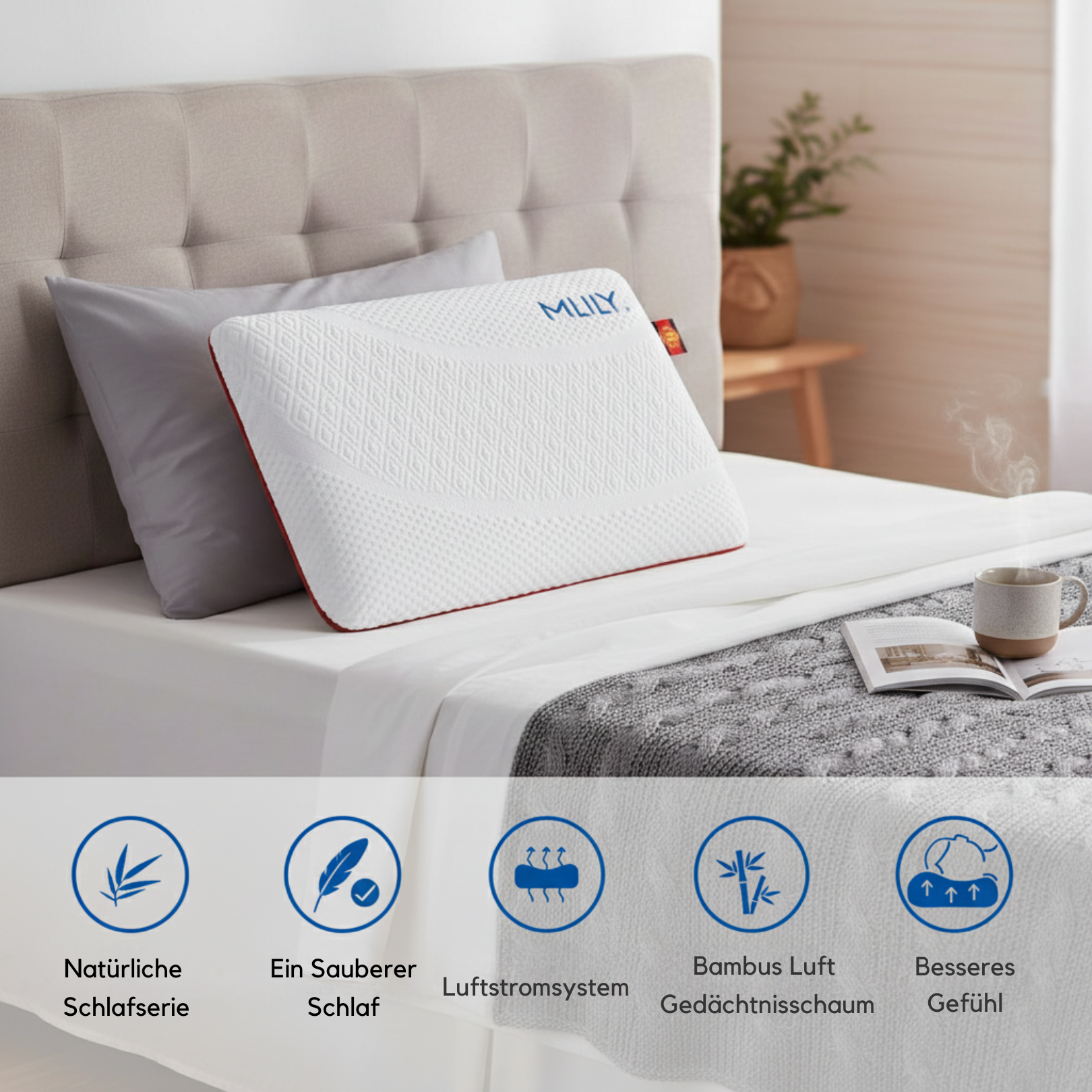 MLILY | Kopfkissen Orthopädisches Nackenstützkissen 40x60x12 cm