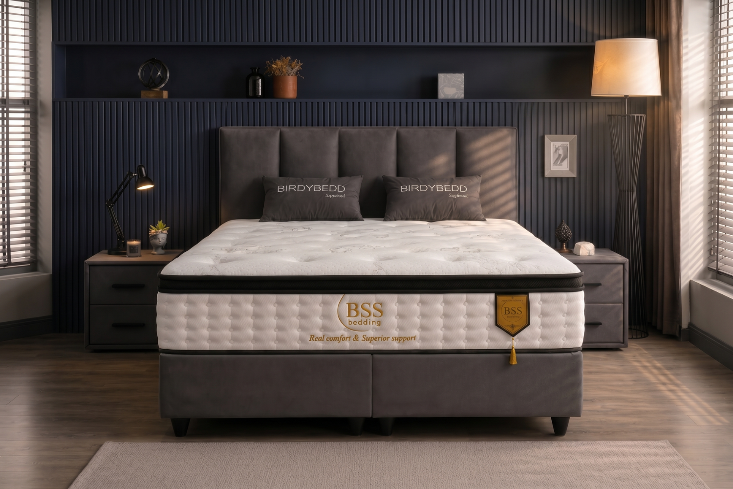 BSS BIRDYBEDD Boxspringbett Set | Matratze & Topper H3 | Box und Kopfteil