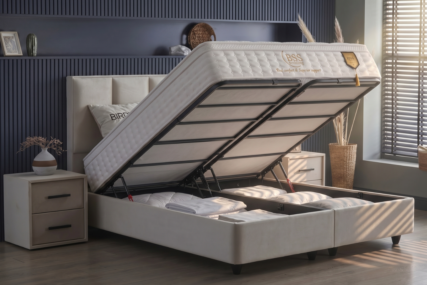 BSS BIRDYBEDD Boxspringbett Set | Matratze H3 | Box und Kopfteil