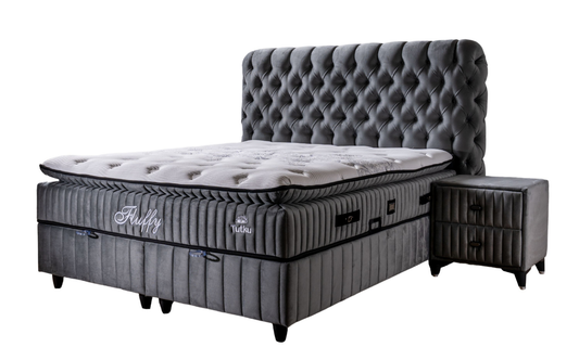 BSS FLUFFY Boxspringbett Set | Matratze H3 | Box und Kopfteil