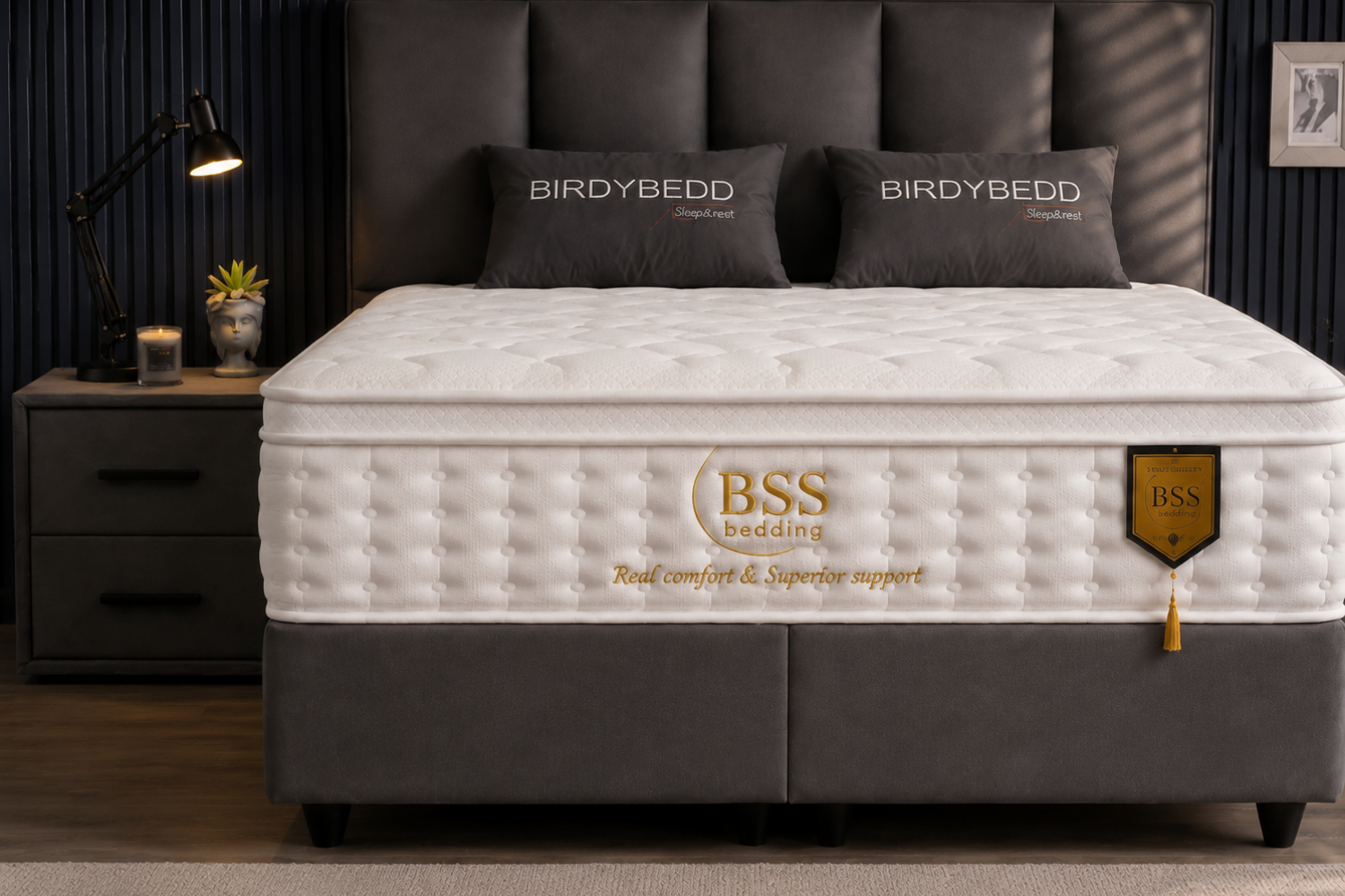 BSS BIRDYBEDD Boxspringbett Set | Matratze H3 | Box und Kopfteil