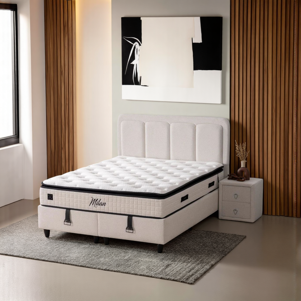 BSS MILAN Boxspringbett Set | Matratze H3 | Box und Kopfteil