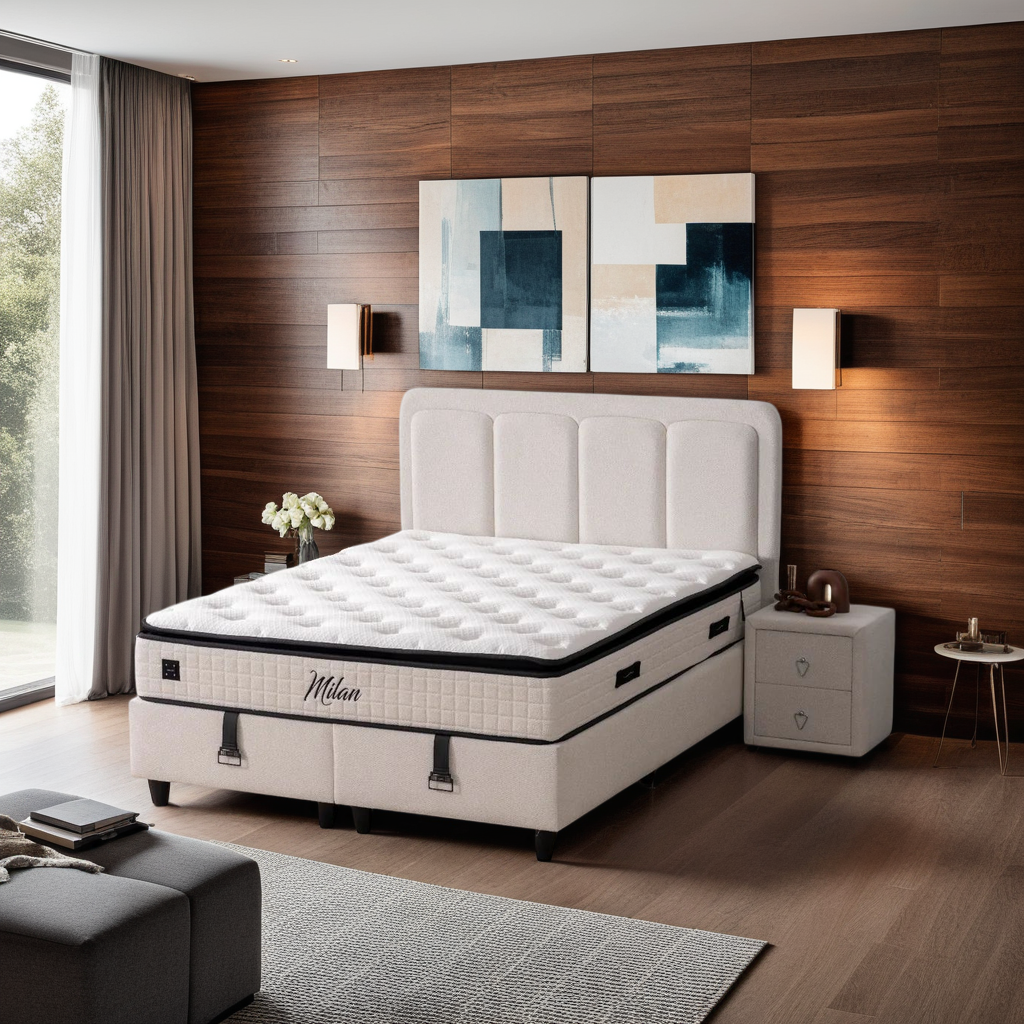 BSS MILAN Boxspringbett Set | Matratze H3 | Box und Kopfteil