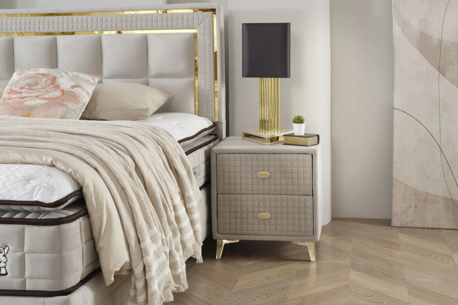 BSS BEDDING WOOL TOUCH Boxspringbett Set | Matratze H2/H3 | Box und Kopfteil