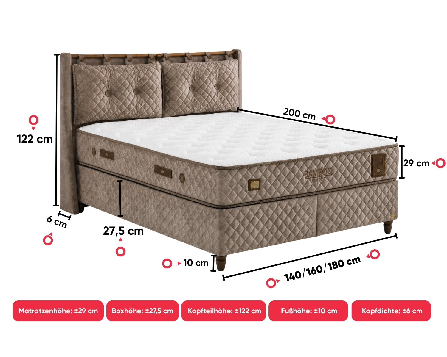 Bambi | Bamboe Slaap | Boxspring bedset H3 