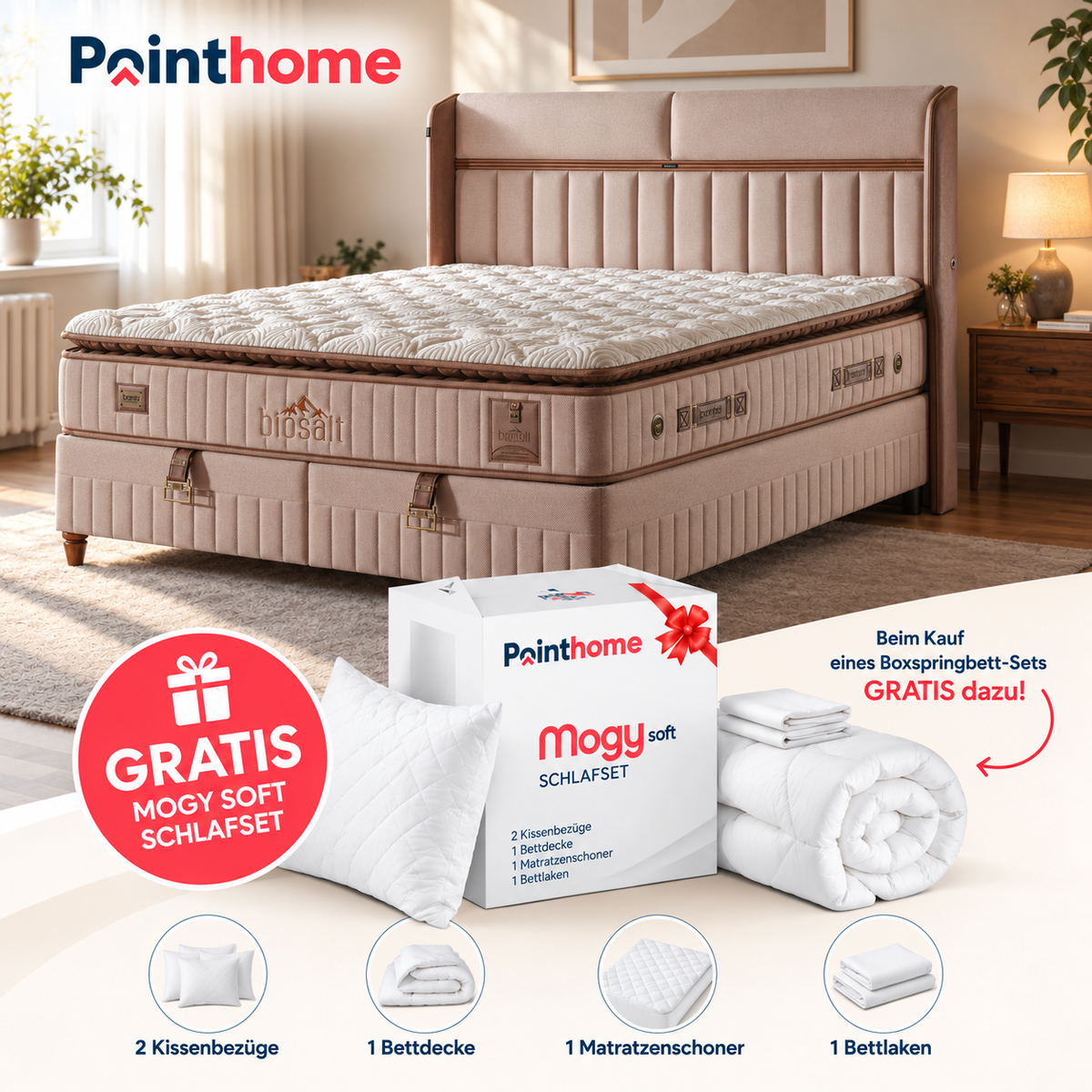 Bambi | Biosalt | Boxspringbett Set H3-H4