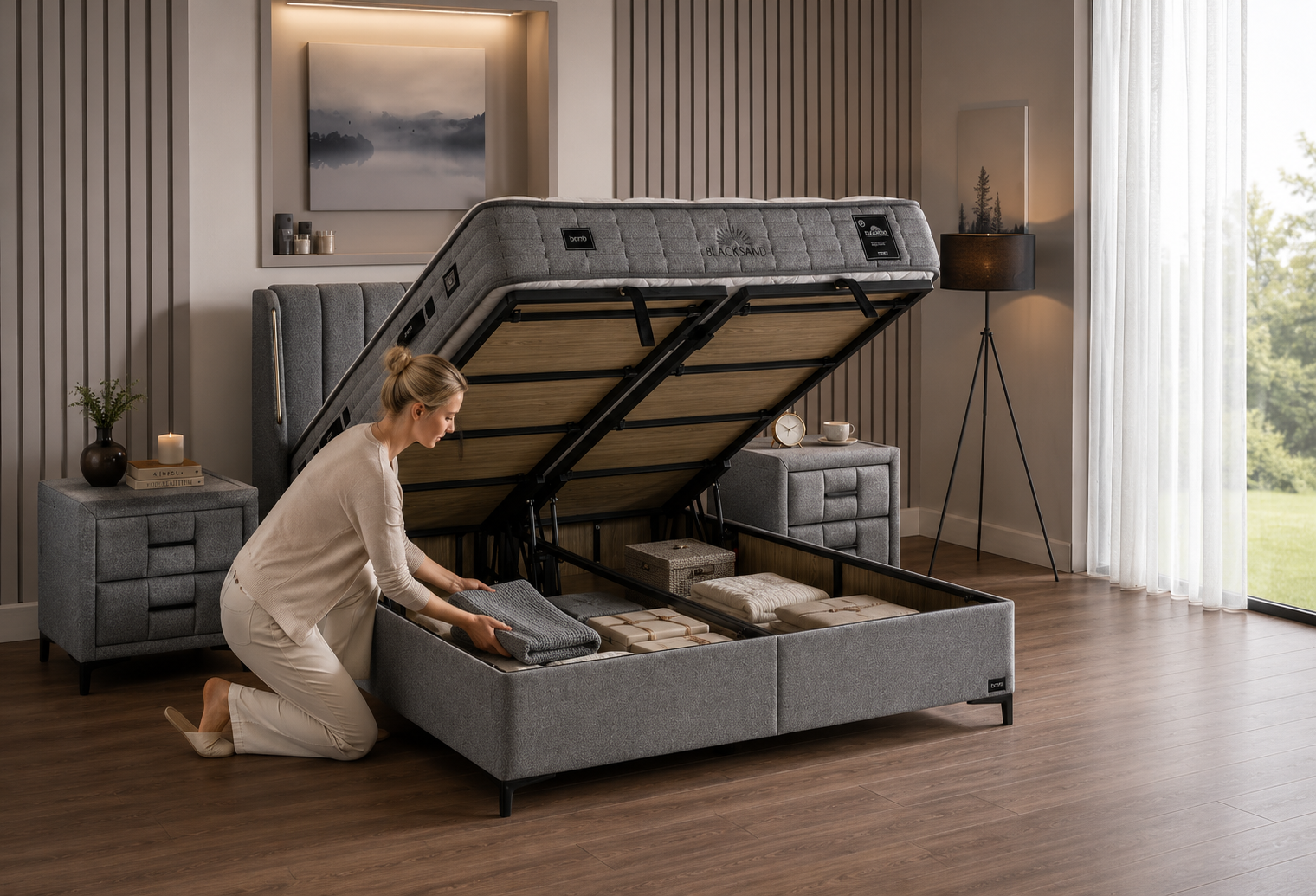 Bambi | Blacksand | Boxspringbett Set H4