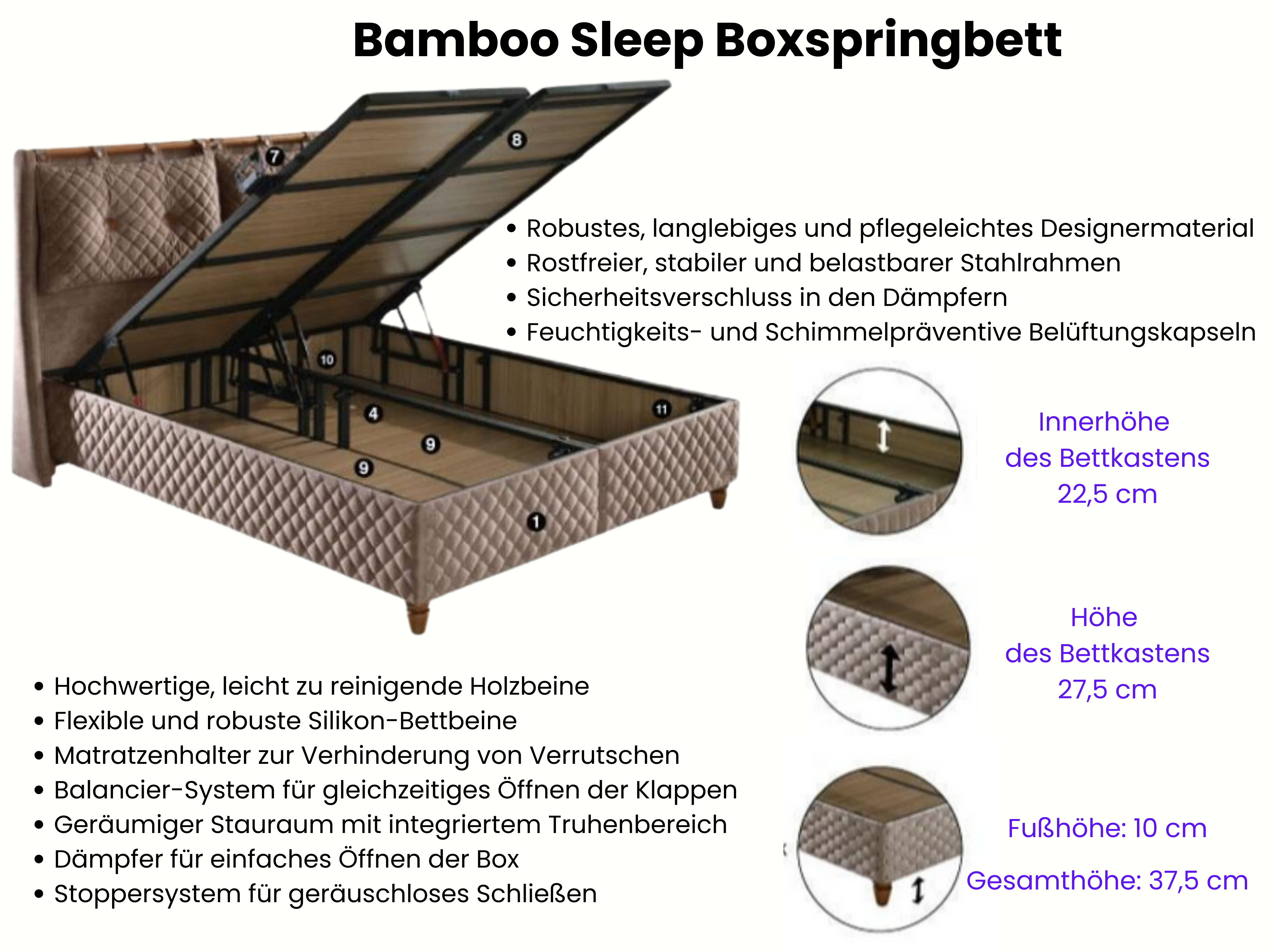 Bambi | Bamboe Slaap | Boxspring bedset H3 