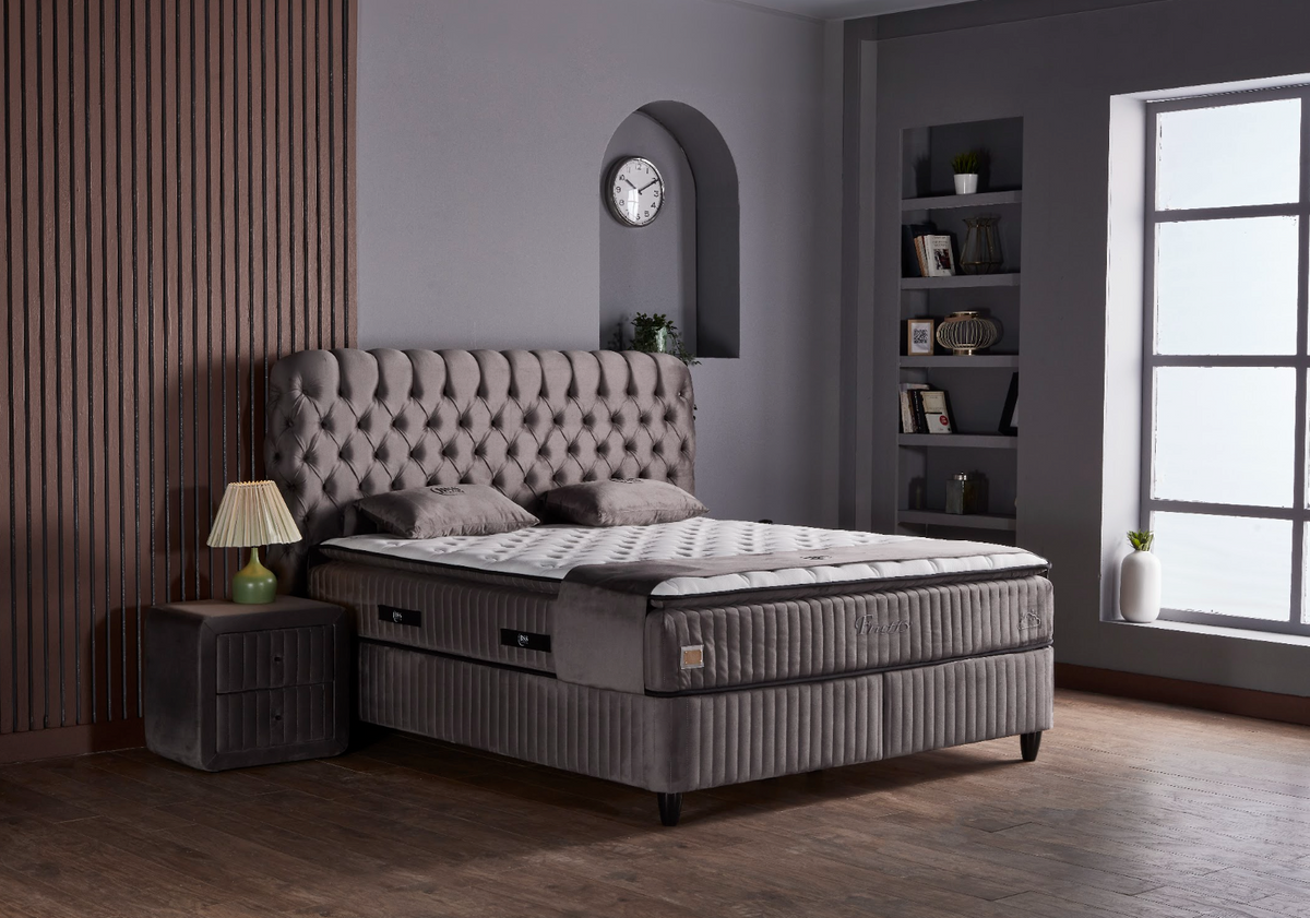 BSS FLUFFY Boxspringbett Set| Matratze H3 | Box und Kopfteil