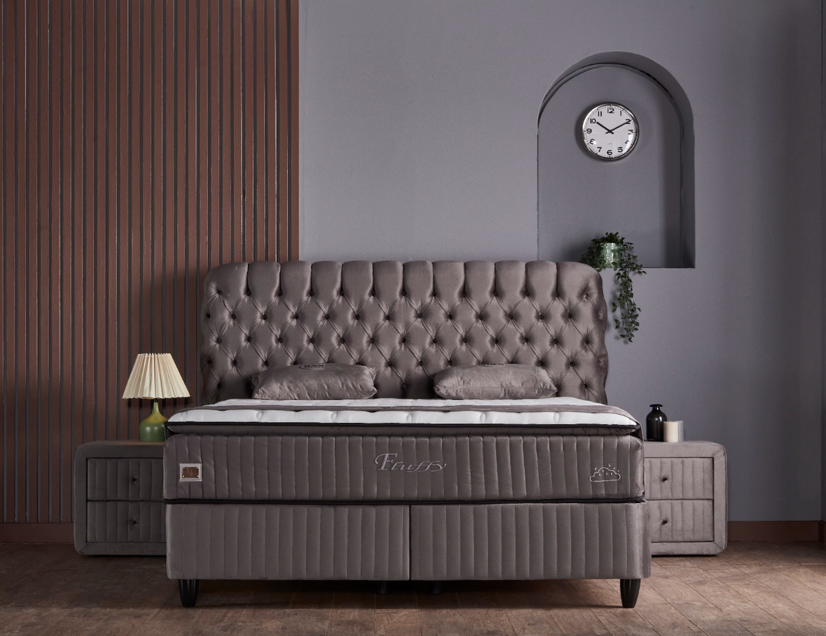BSS FLUFFY Boxspringbett Set| Matratze H3 | Box und Kopfteil