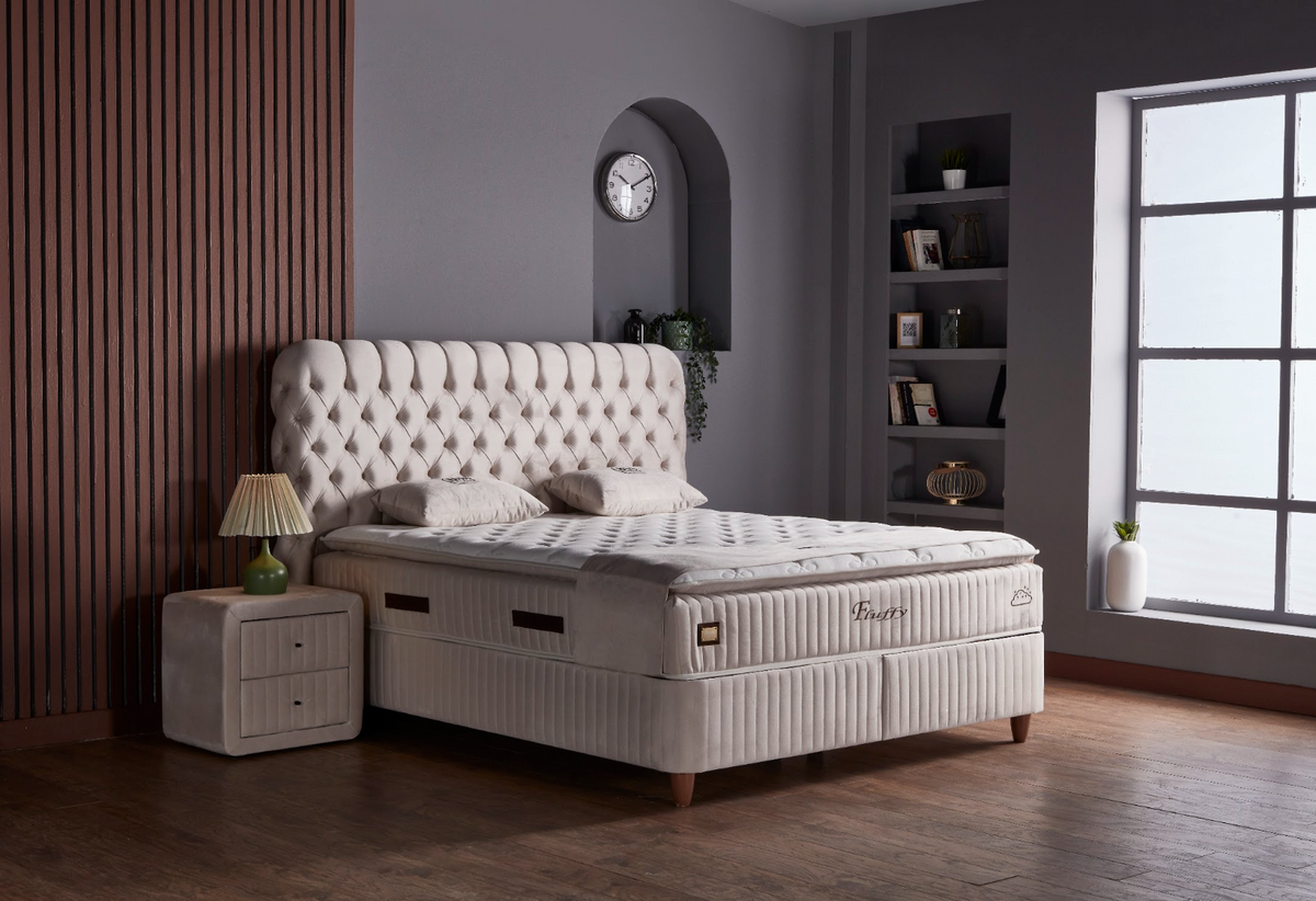 BSS FLUFFY Boxspringbett Set| Matratze H3 | Box und Kopfteil