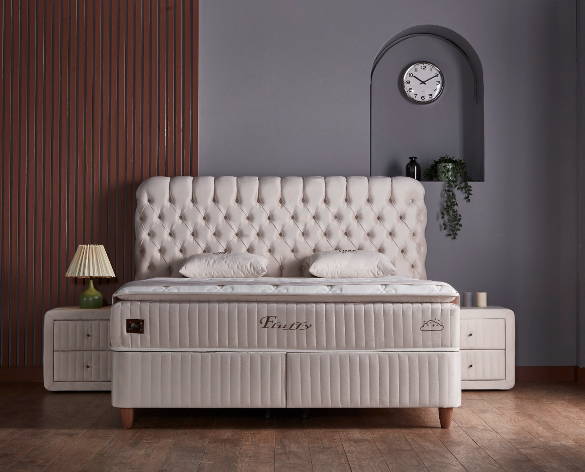 BSS FLUFFY Boxspringbett Set| Matratze H3 | Box und Kopfteil