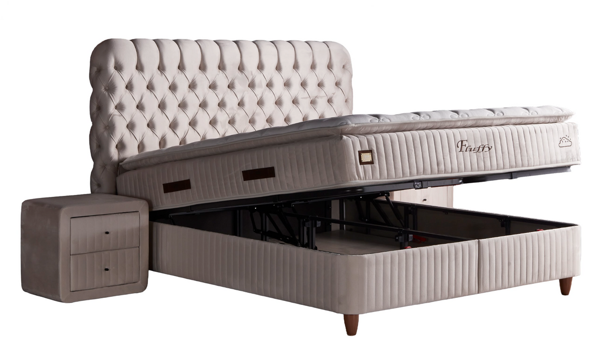 BSS FLUFFY Boxspringbett Set| Matratze H3 | Box und Kopfteil
