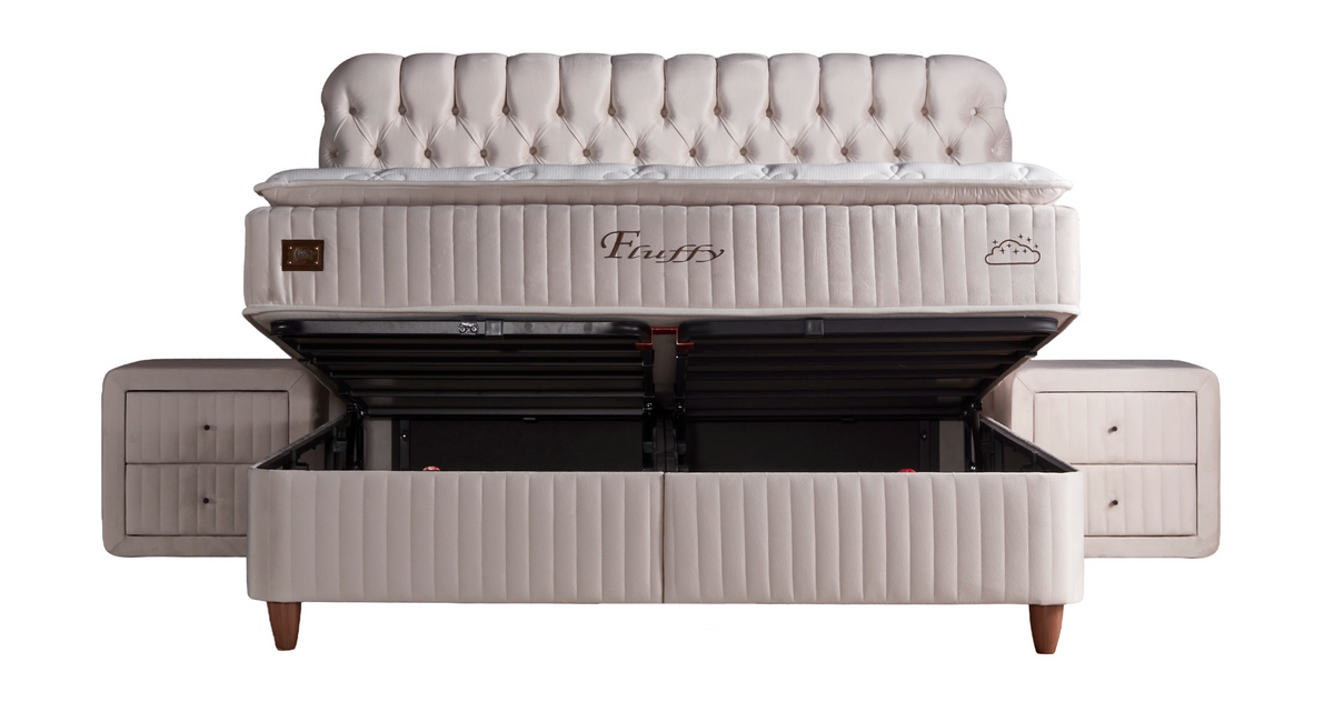 BSS FLUFFY Boxspringbett Set| Matratze H3 | Box und Kopfteil