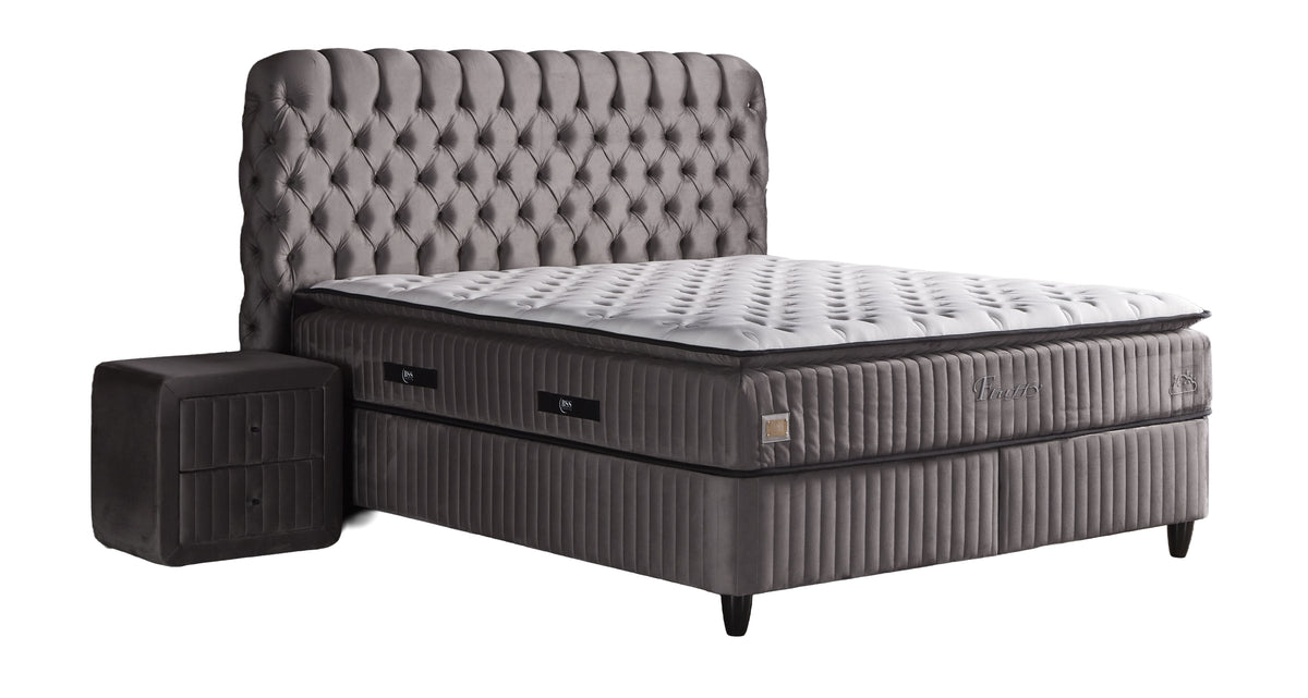 BSS FLUFFY Boxspringbett Set| Matratze H3 | Box und Kopfteil