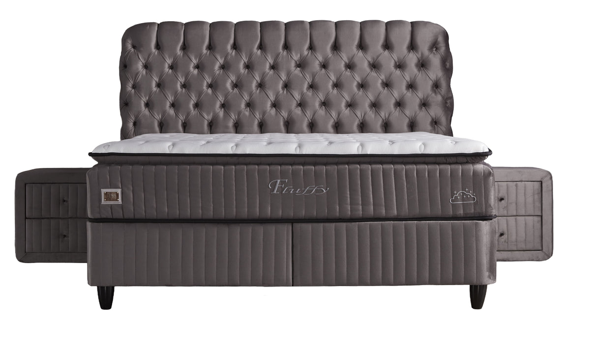 BSS FLUFFY Boxspringbett Set| Matratze H3 | Box und Kopfteil