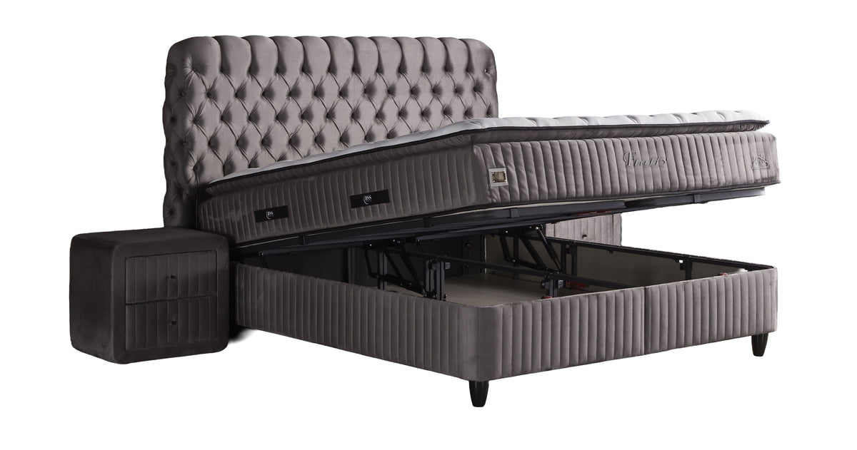 BSS FLUFFY Boxspringbett Set| Matratze H3 | Box und Kopfteil