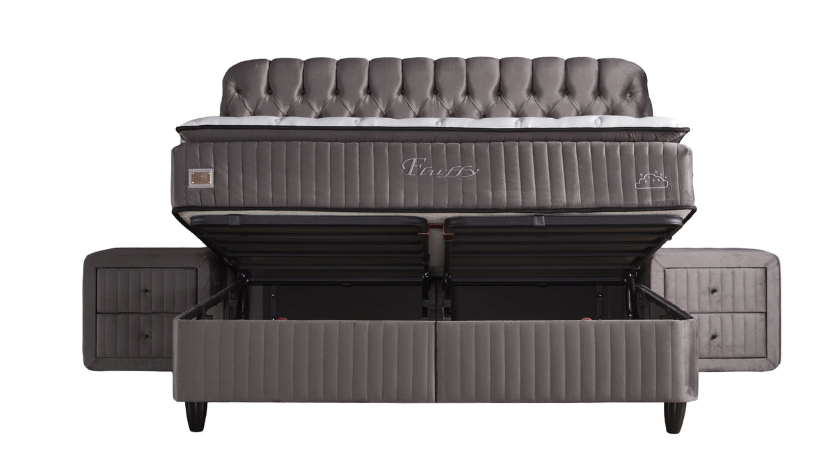 BSS FLUFFY Boxspringbett Set| Matratze H3 | Box und Kopfteil