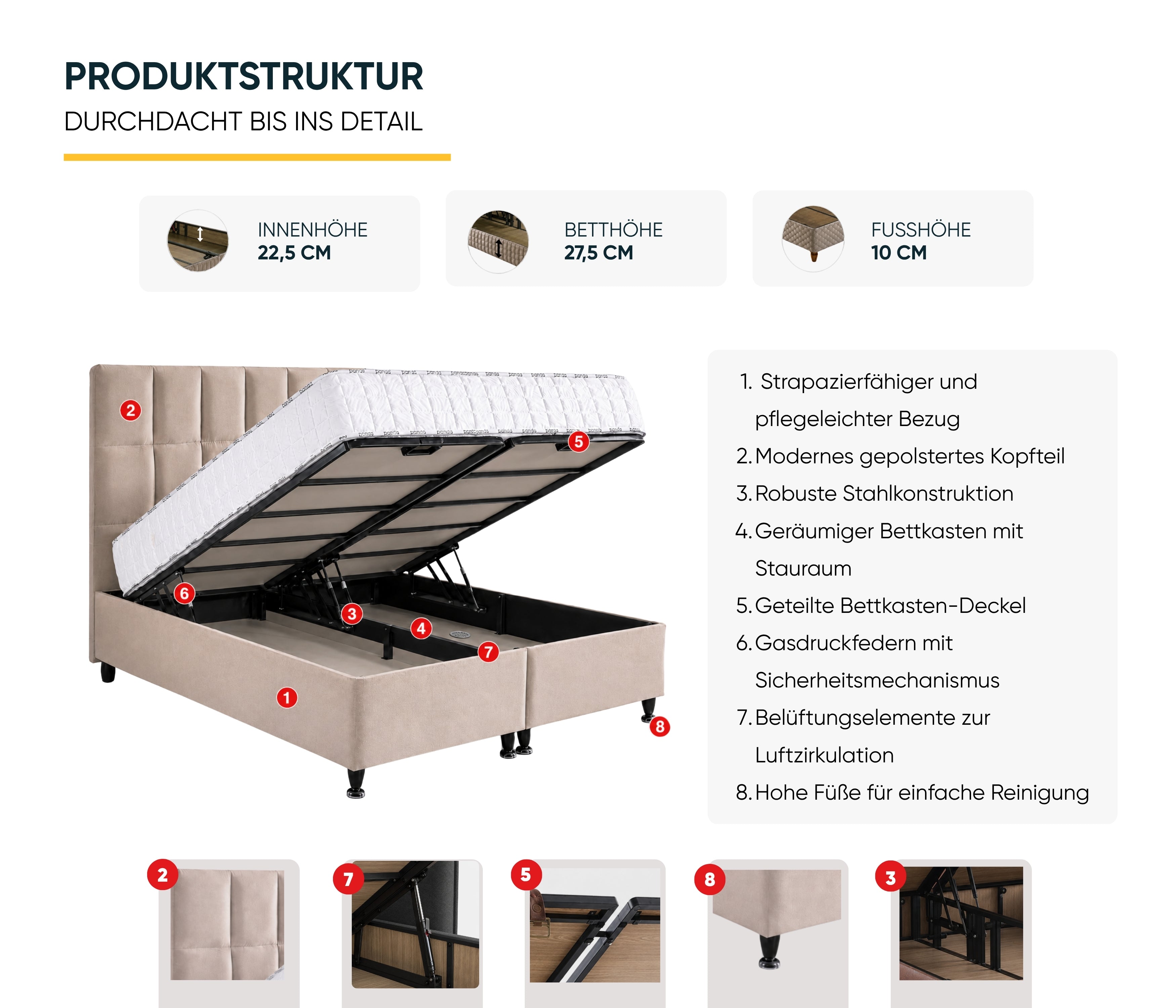 Bambi | Golden Prime | Boxspringbett Set H3