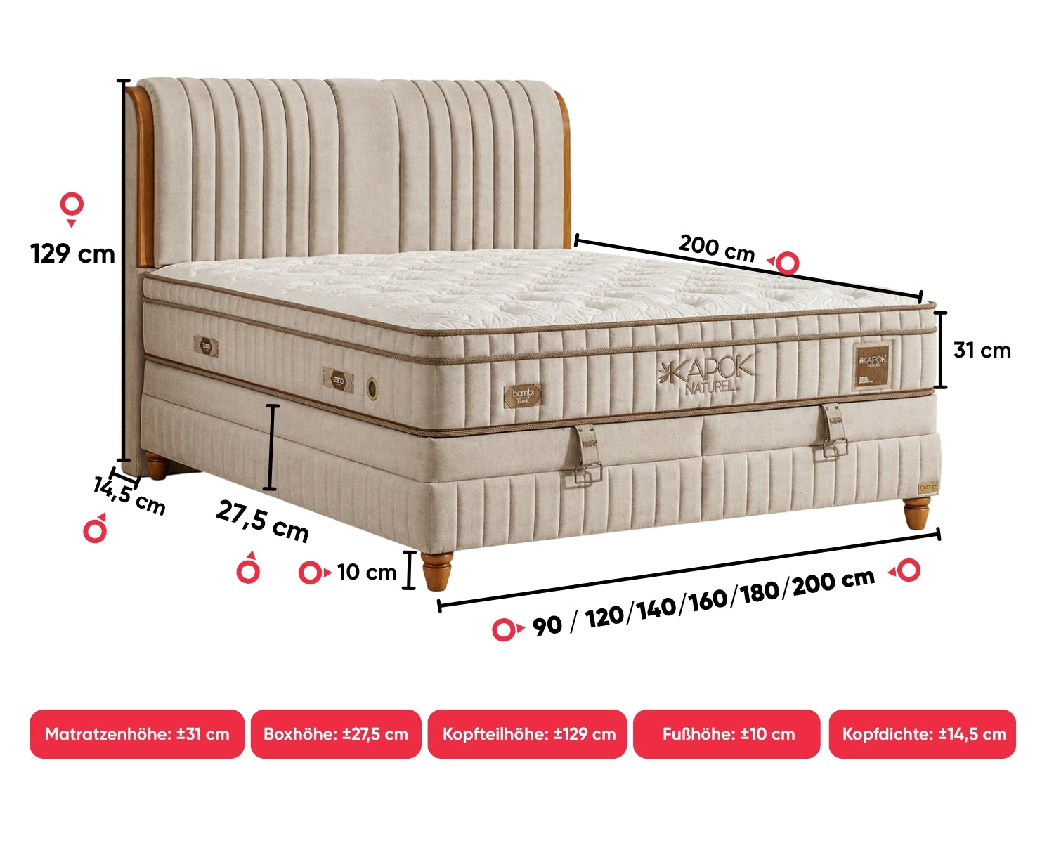 Bambi | Kapok Naturel | Boxspringbedset H3 