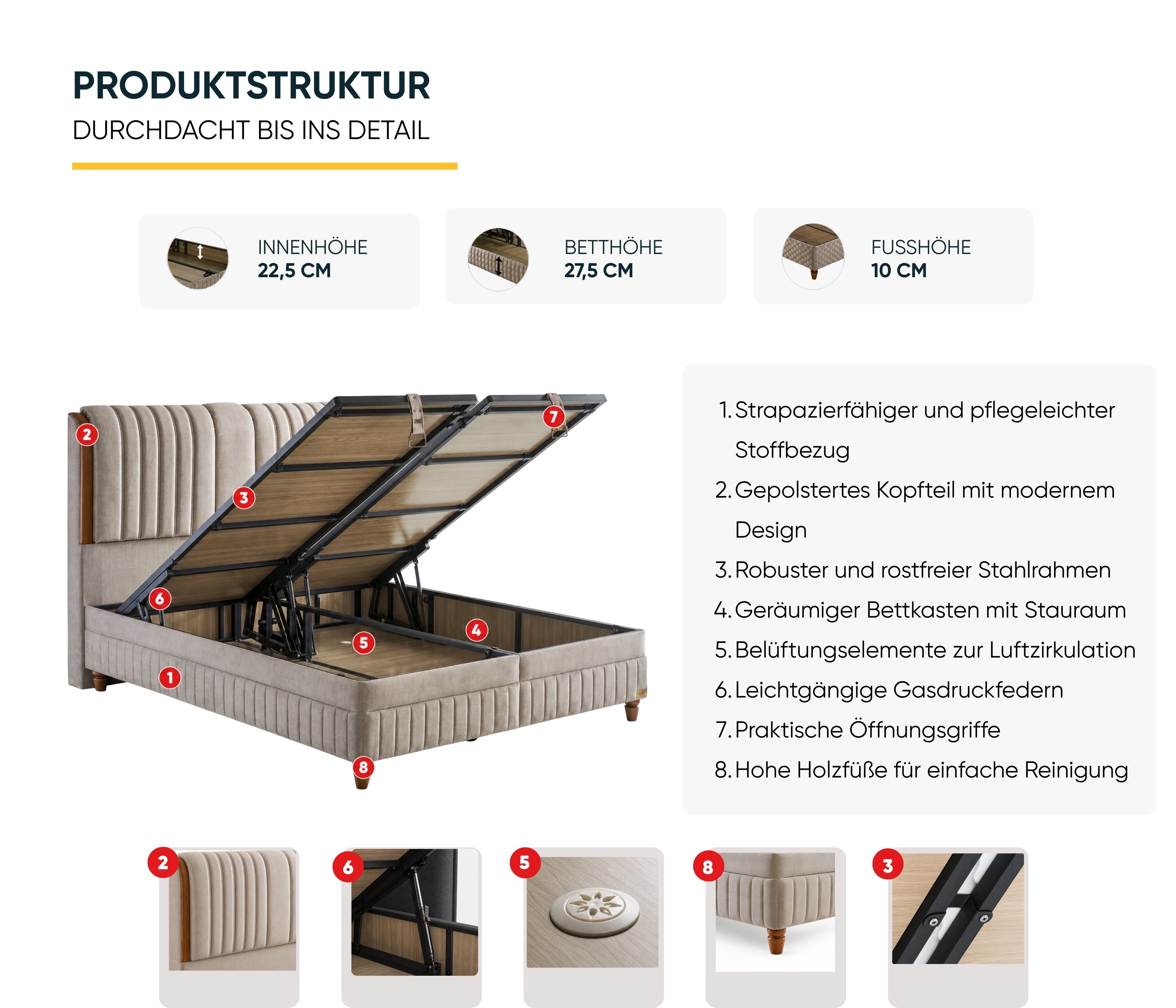 Bambi | Kapok Naturel | Boxspringbett Set H3
