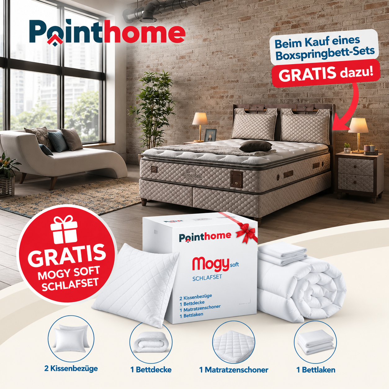 Bambi | Magnasand | Boxspringbett Set H3