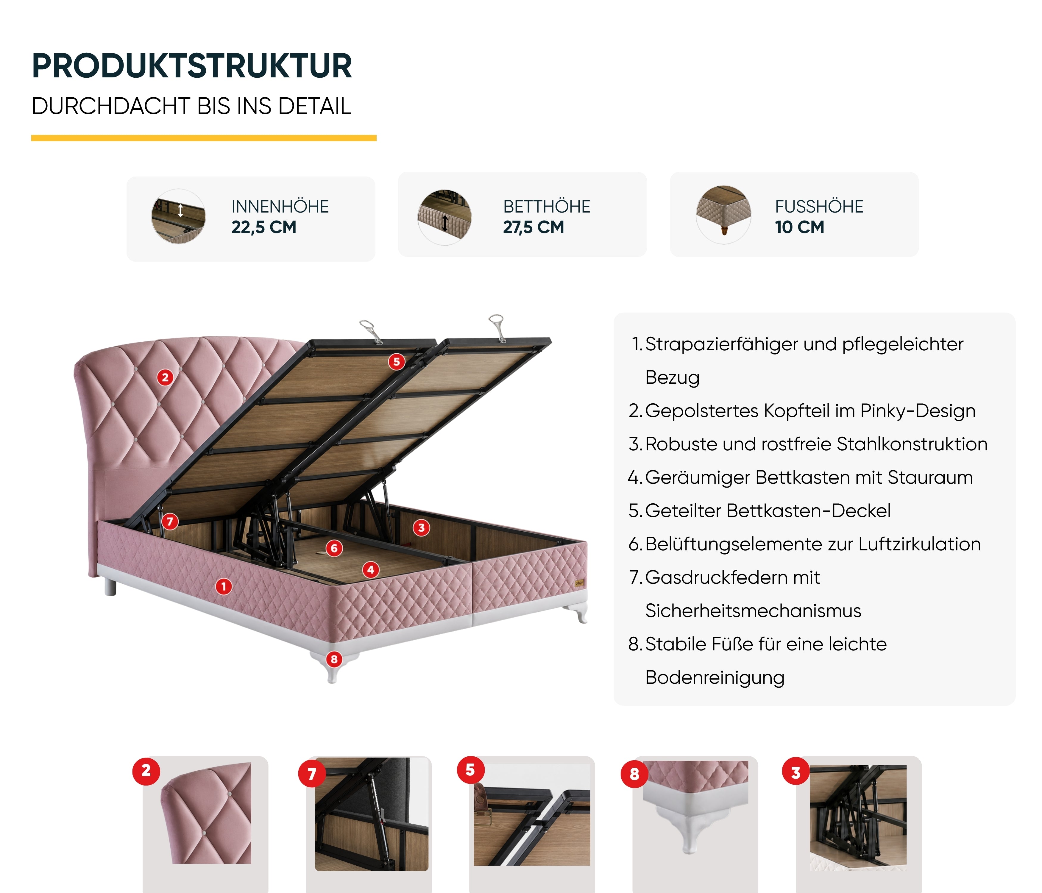 Bambi | Pinky | Boxspringbett Set H3