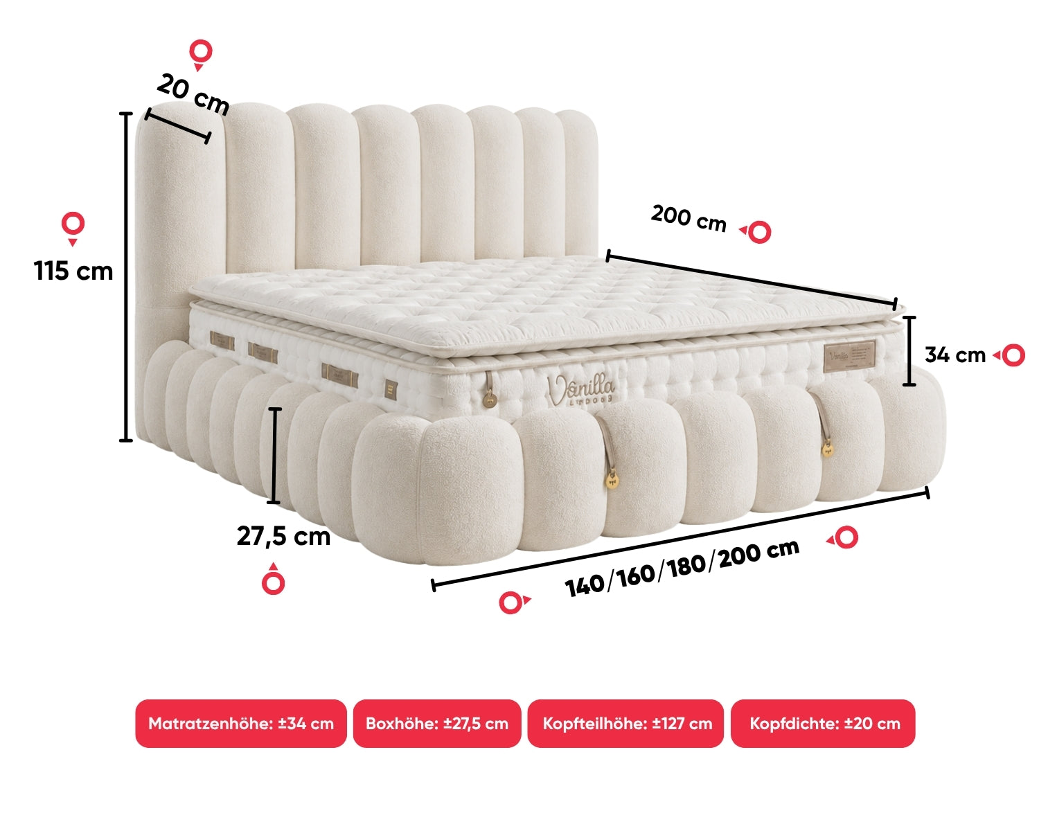 Bambi | Vanilla | Boxspringbett Set H3