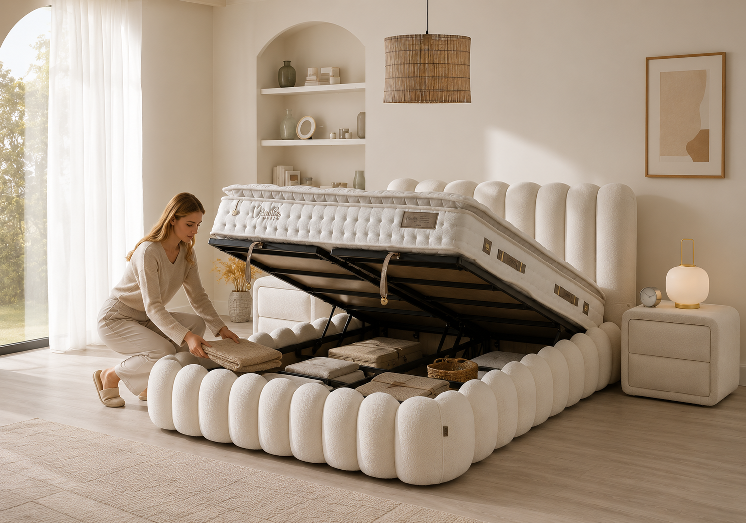Bambi | Vanille | Boxspring bedset H3 
