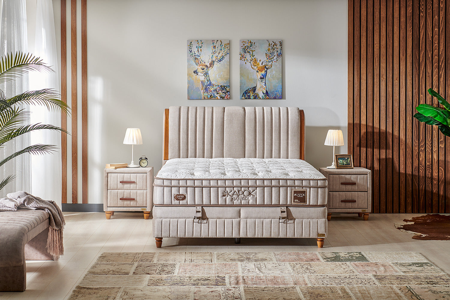 Bambi | Kapok Naturel | Boxspringbett Set H3