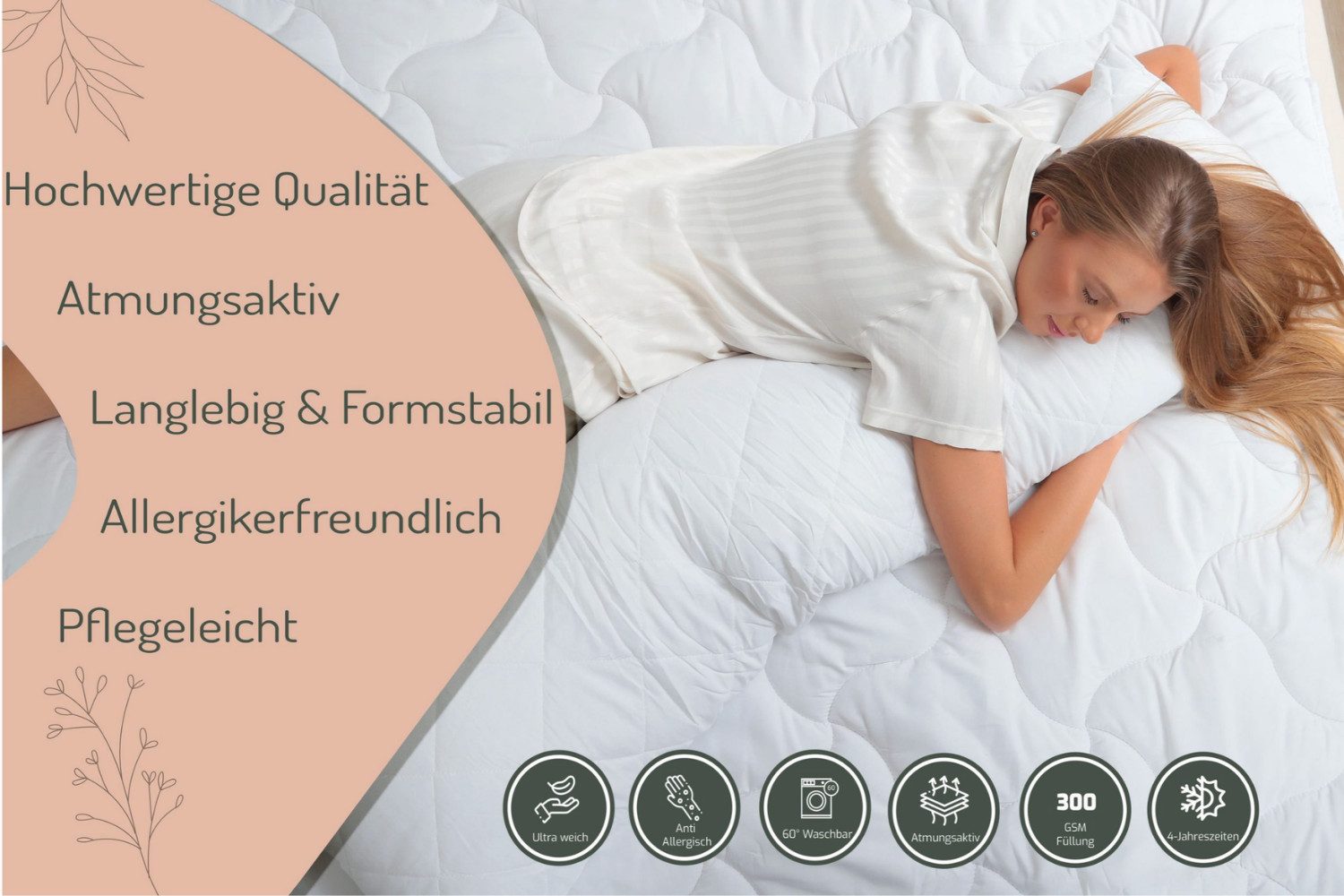 Jahreszeitenbett Bettdecke  | Ganzjahresdecke  | 300 gsm | Warme Bettdecke