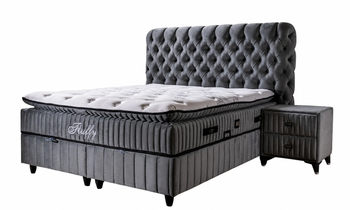 BSS FLUFFY Boxspringbett Set| Matratze H3 | Box und Kopfteil