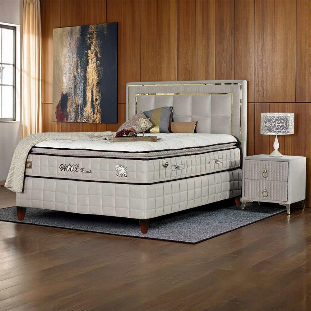 BSS BEDDING WOOL TOUCH Boxspringbett Set | Matratze H2/H3 | Box und Kopfteil