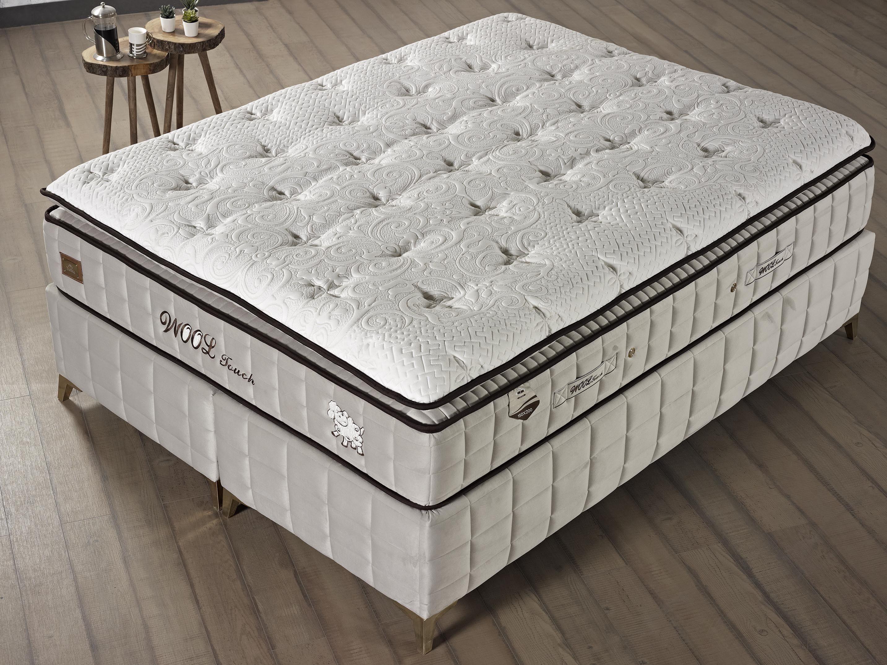 BSS BEDDING WOOL TOUCH Boxspringbett Set | Matratze H2/H3 | Box und Kopfteil